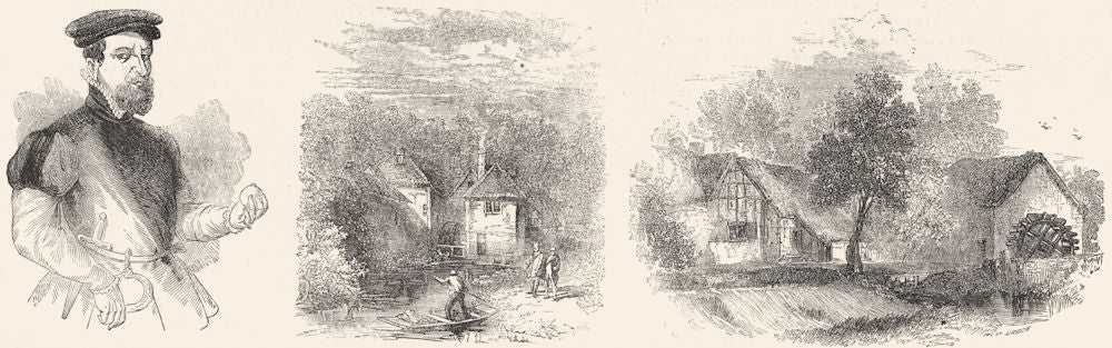 NORFOLK. Thomas Gresham; Mill, Arundel; Welford 1845 old antique print picture